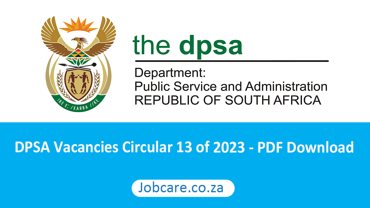 DPSA Vacancies Circular 13 Of 2023 PDF Download 