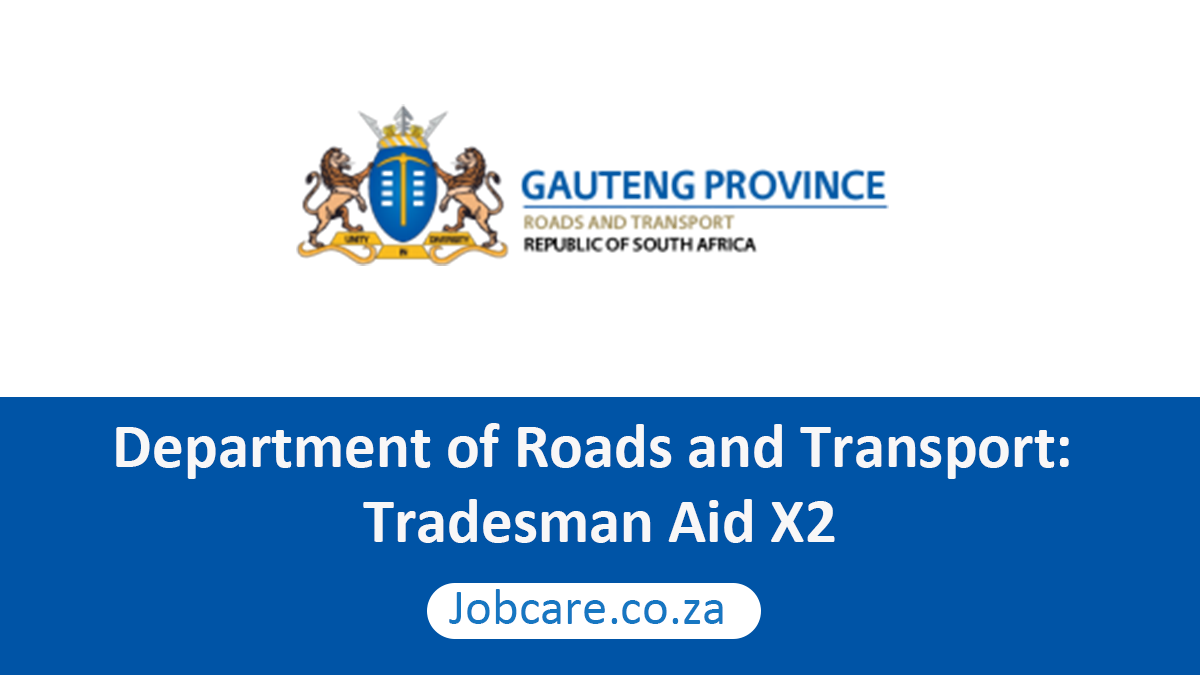 Department of Roads and Transport Tradesman Aid X2