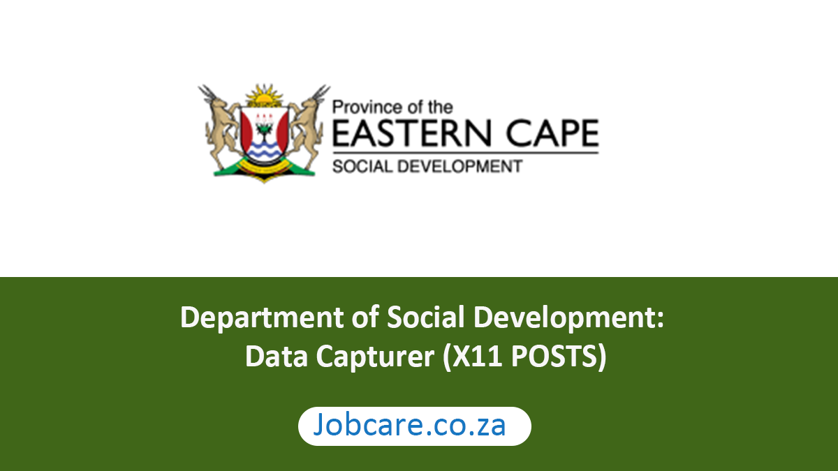 Department of Social Development: Data Capturer (X11 POSTS)