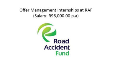 Offer Management Internships at RAF (Salary: R96,000.00 p.a)